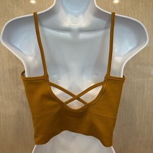 ATHLETA Ribbed Cropped Cami Tank Top Mustard Yellow Size M